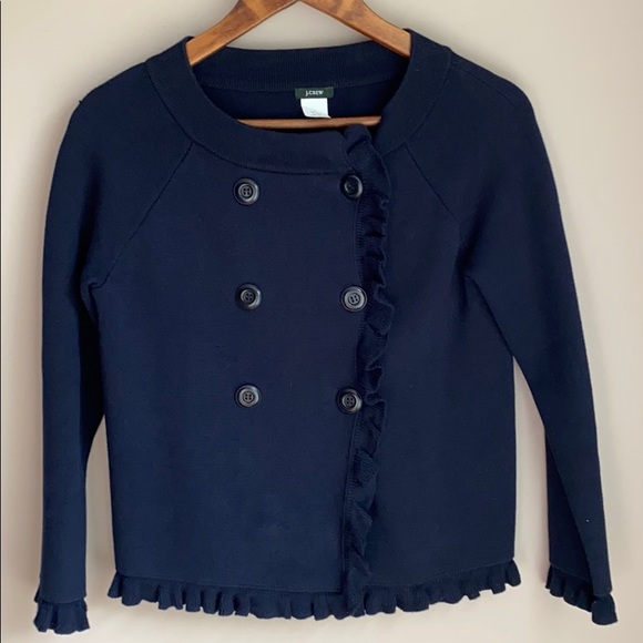 J. Crew Sweaters - J. Crew Double Breasted Ruffle Sweater Navy S